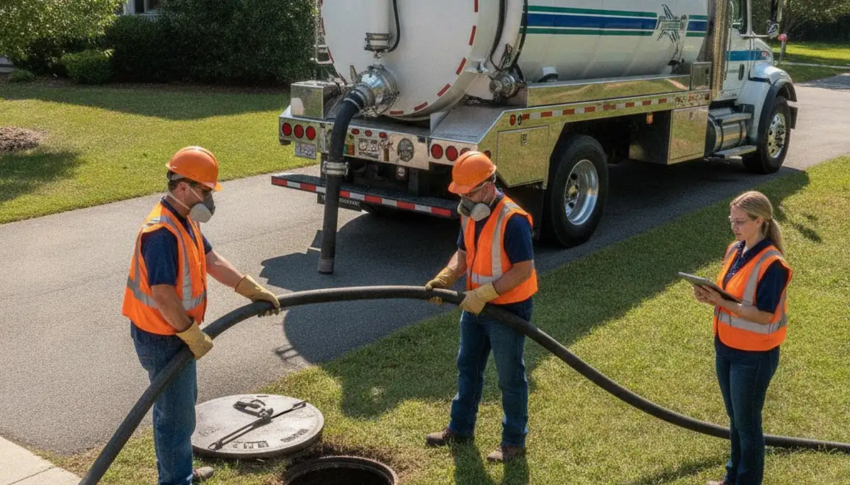 Septic pumping service truck for Duluth, MN homes by local plumbers