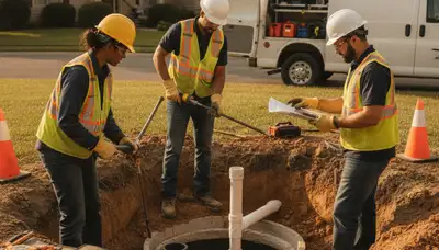 Septic repair service truck for Duluth, MN homes with on-call plumbers onsite