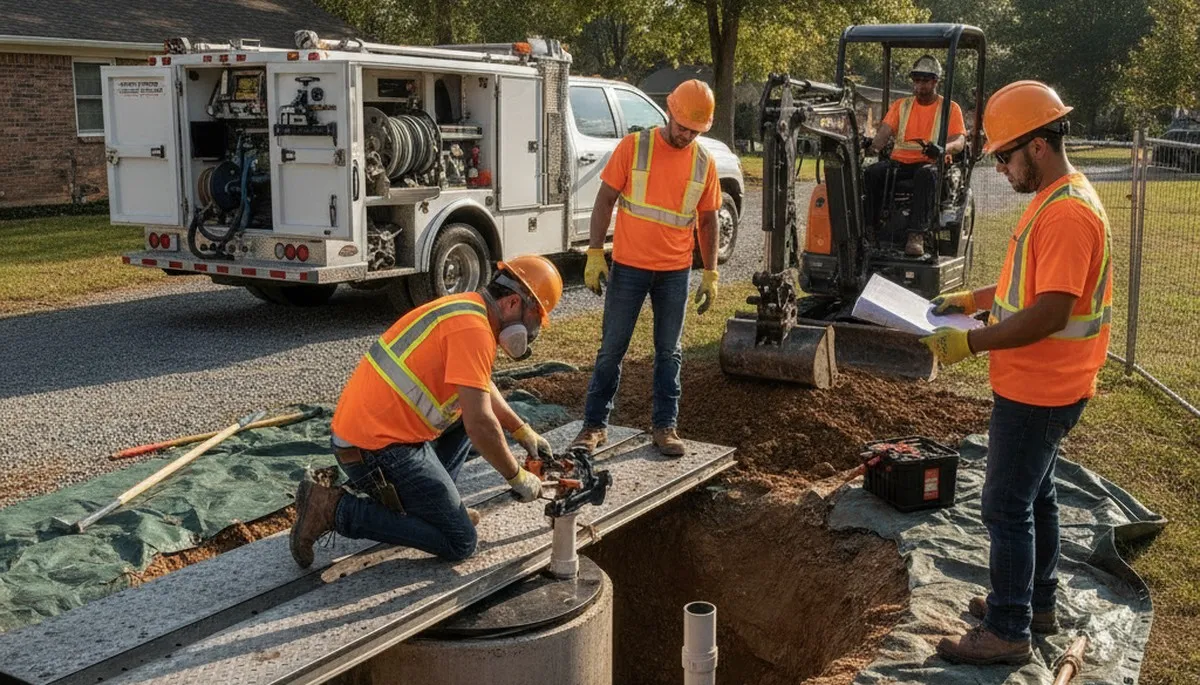 Duluth, MN septic repair technician servicing a residential septic system
