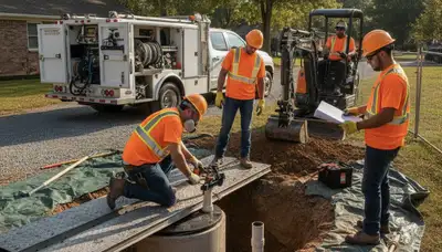 Duluth, MN septic repair technician servicing a residential septic system