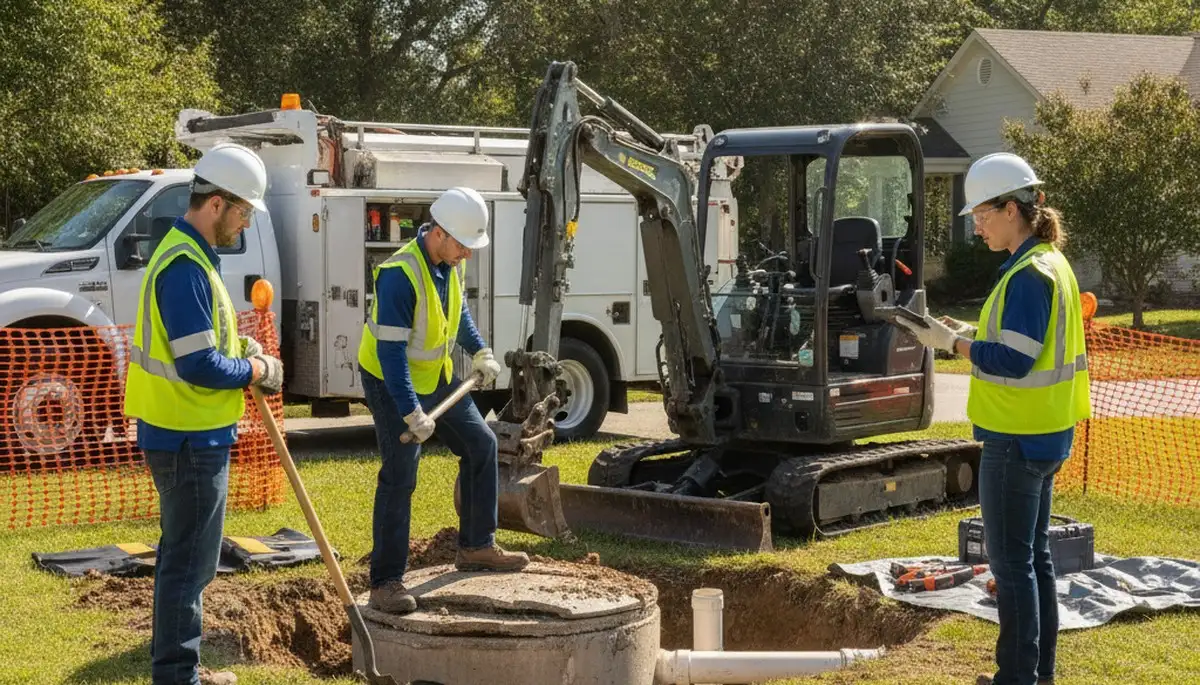 Septic repair technician servicing Duluth, MN home plumbing system for reliable drain and tank repair