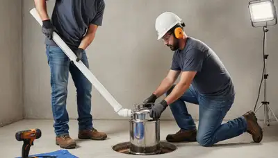 Professional plumber installing sump pump in Duluth, MN basement for flood protection