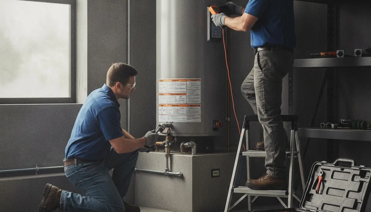 On Call Plumbers repairing a water heater in Duluth, MN for reliable home service