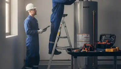 On Call Plumbers repairing a water heater for Duluth, MN home service